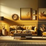 Giallo ocra chiaro sulle pareti con arredi scuri