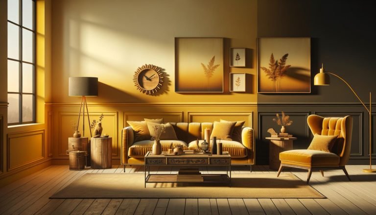 Giallo Ocra Chiaro E Scuro: Abbinamenti Pareti E Arredo 9 Giallo ocra chiaro sulle pareti con arredi scuri